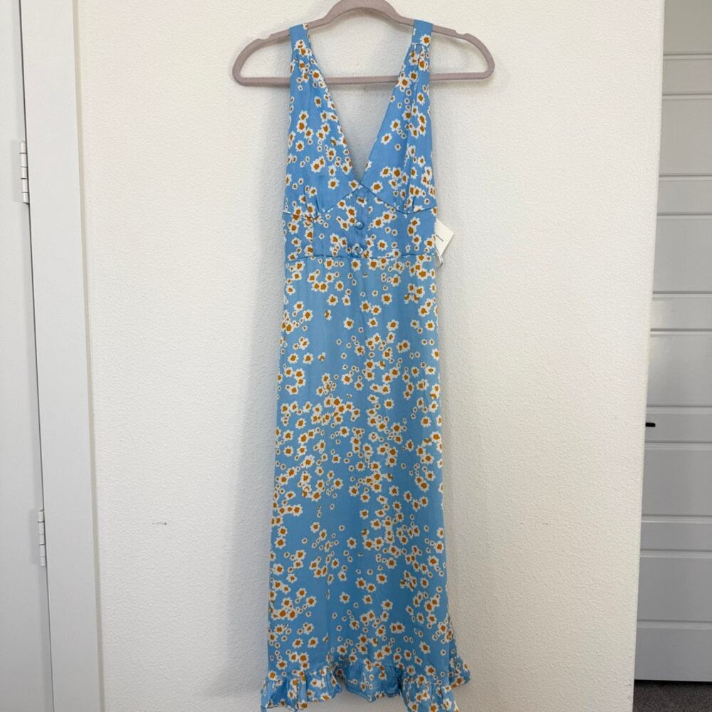 FAITHFULL THE‎ BRAND Floral Midi Dress Blue White Yellow Romantic Boho Resort S